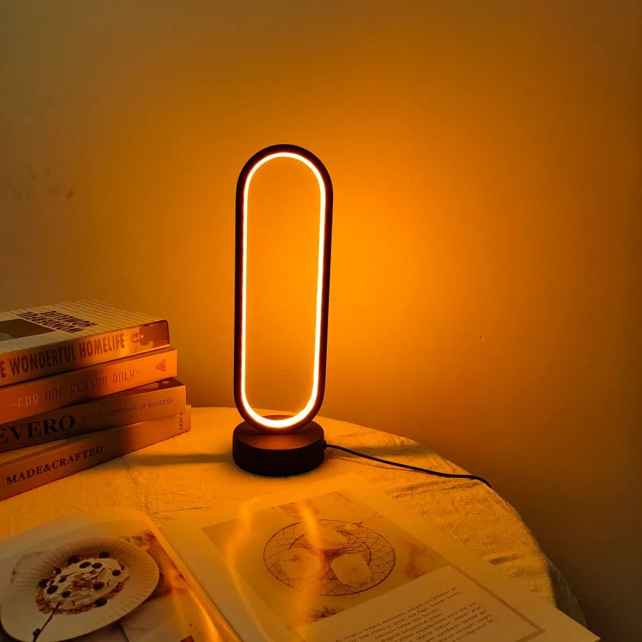 1PC Lâmpada de quarto Anel Lâmpada Sala de estar Três cores Escurecimento Lâmpada de cabeceira LED Luz noturna