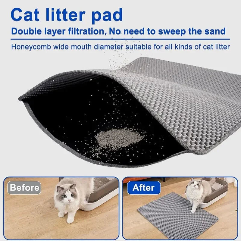 Tapete de areia para gatos de estimação, à prova d'água, camada dupla, armadilha para areia para gatos, tapete para caixa de areia para animais de estimação, almofada limpa, produtos para gatos, acessórios