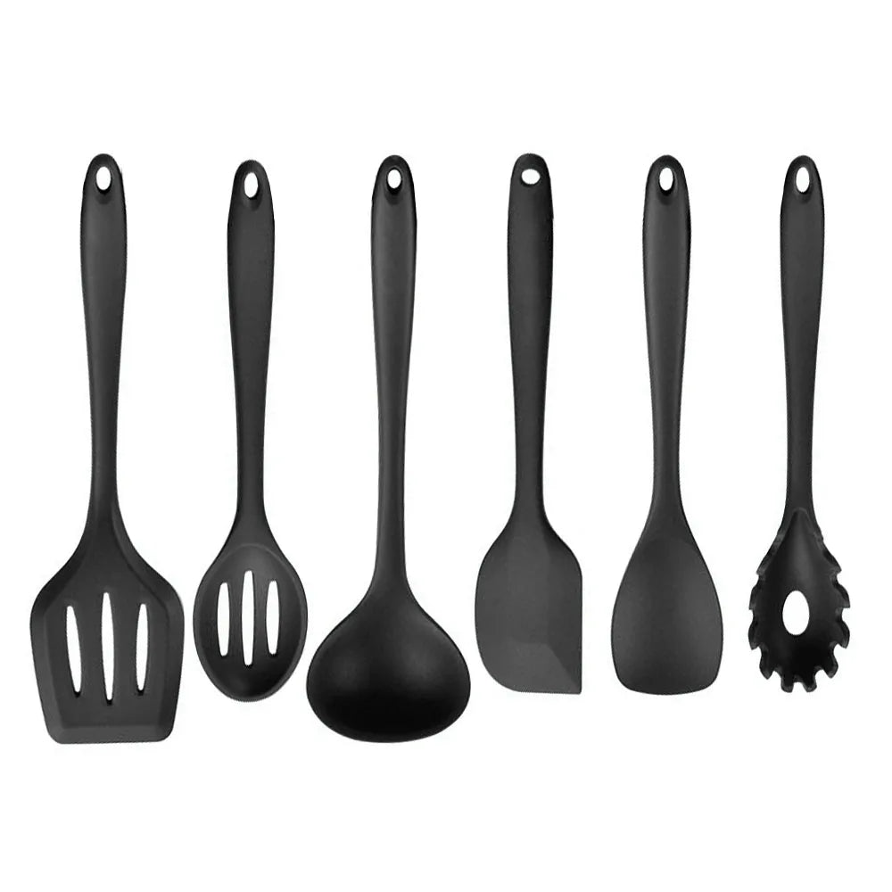 Conjunto de utensílios de cozinha de silicone resistente ao calor verde, colher de sopa, pincel, concha, espátula para macarrão, escorredor, utensílios de cozinha antiaderentes