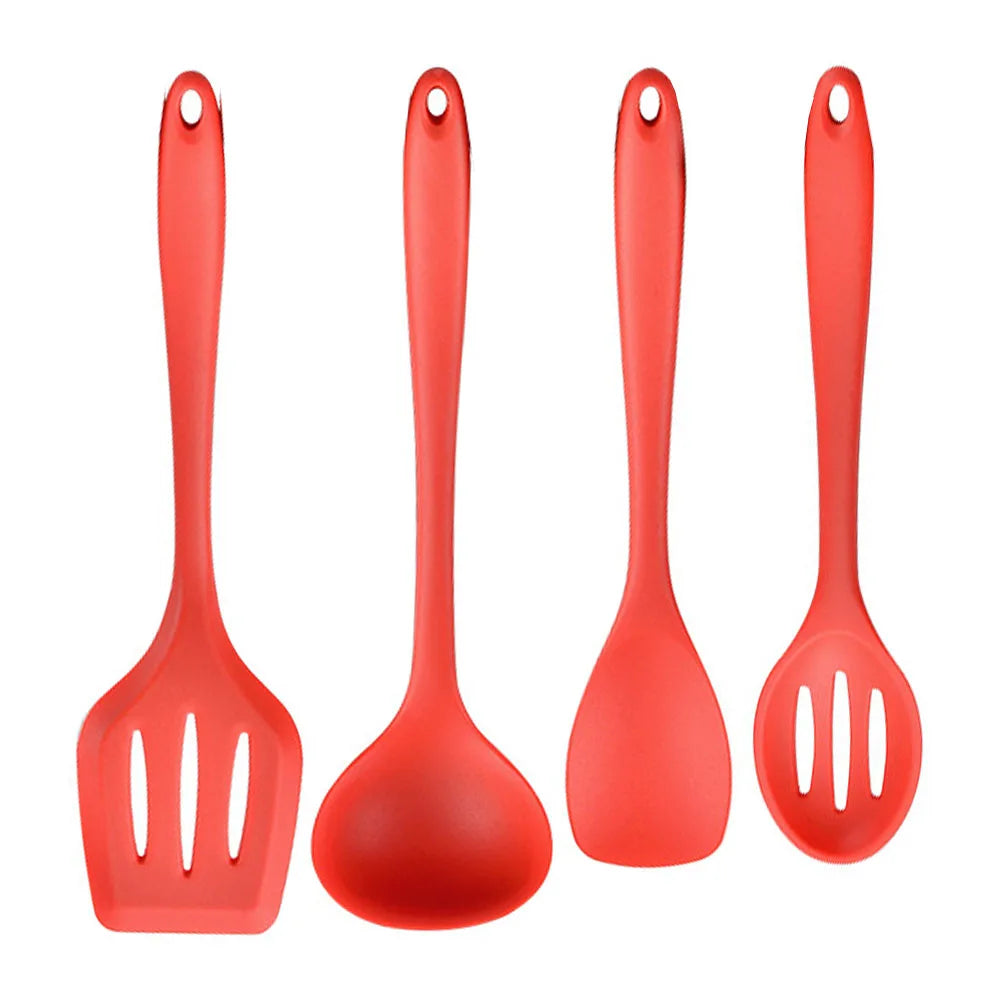 Conjunto de utensílios de cozinha de silicone resistente ao calor verde, colher de sopa, pincel, concha, espátula para macarrão, escorredor, utensílios de cozinha antiaderentes