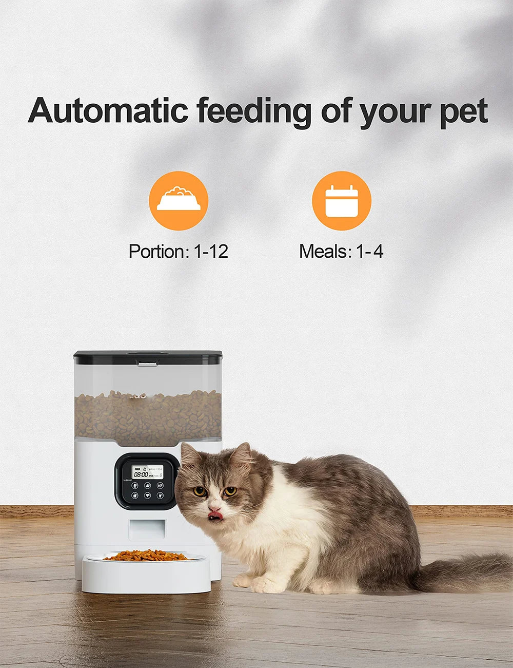 Alimentador automático para animais de estimação Tuya, grande capacidade, aplicativo, alimentador inteligente para gatos, dispensador de comida lenta para cães com WIFI, temporizador de voz, fornecimento de alimentação para animais de estimação