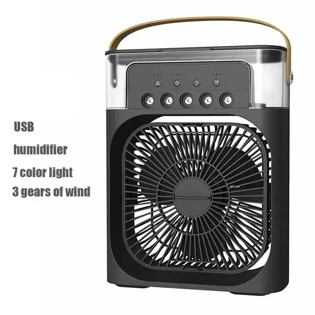 Ar condicionado portátil 3 em 1, umidificador, ventilador, com luzes em LED.