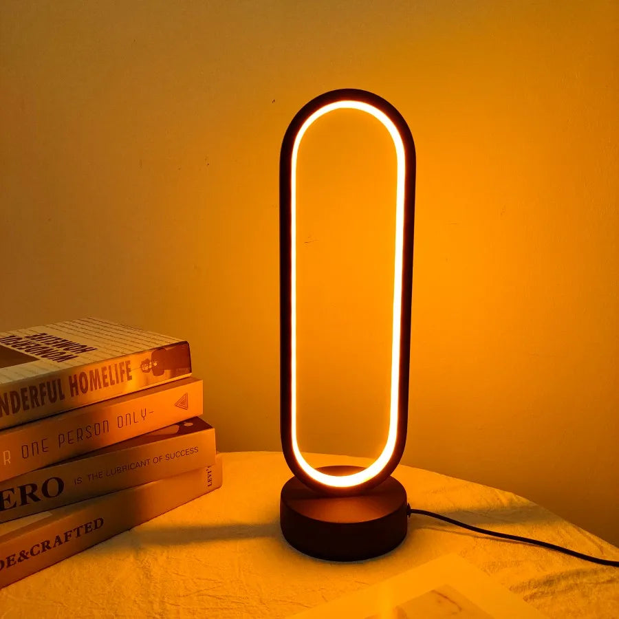 1PC Lâmpada de quarto Anel Lâmpada Sala de estar Três cores Escurecimento Lâmpada de cabeceira LED Luz noturna