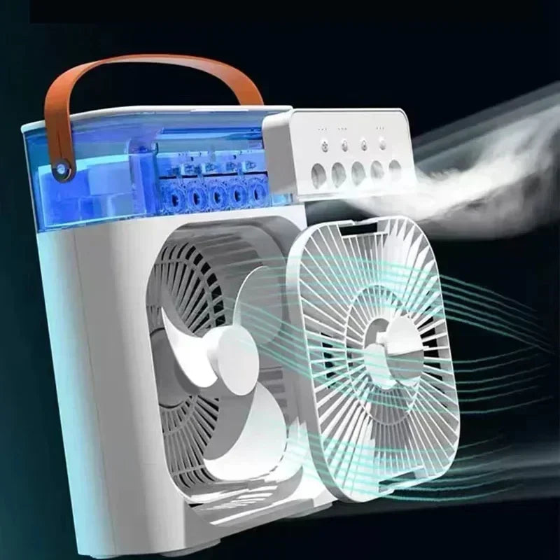 Ar condicionado portátil 3 em 1, umidificador, ventilador, com luzes em LED.