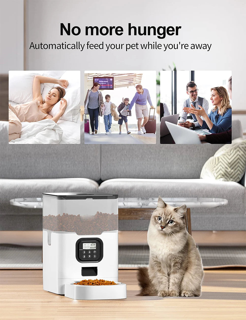 Alimentador automático para animais de estimação Tuya, grande capacidade, aplicativo, alimentador inteligente para gatos, dispensador de comida lenta para cães com WIFI, temporizador de voz, fornecimento de alimentação para animais de estimação