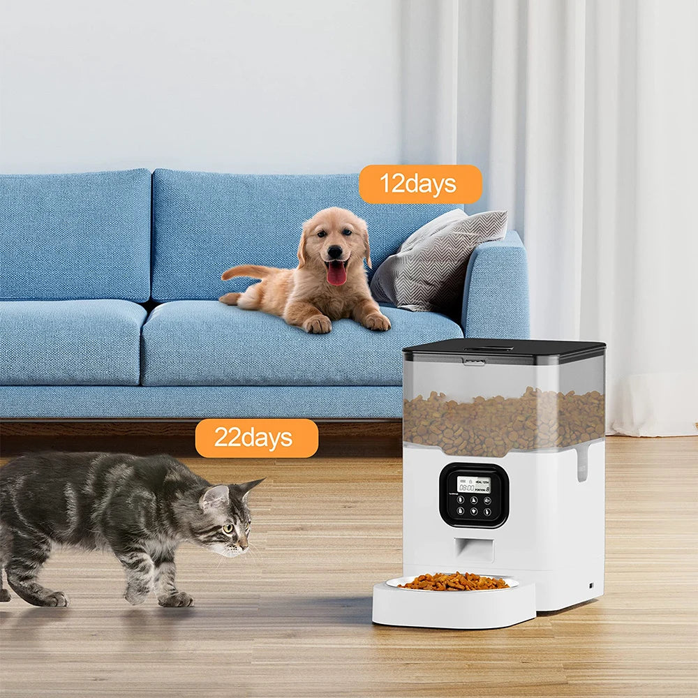 Alimentador automático para animais de estimação Tuya, grande capacidade, aplicativo, alimentador inteligente para gatos, dispensador de comida lenta para cães com WIFI, temporizador de voz, fornecimento de alimentação para animais de estimação