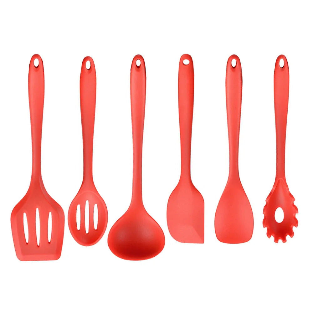 Conjunto de utensílios de cozinha de silicone resistente ao calor verde, colher de sopa, pincel, concha, espátula para macarrão, escorredor, utensílios de cozinha antiaderentes