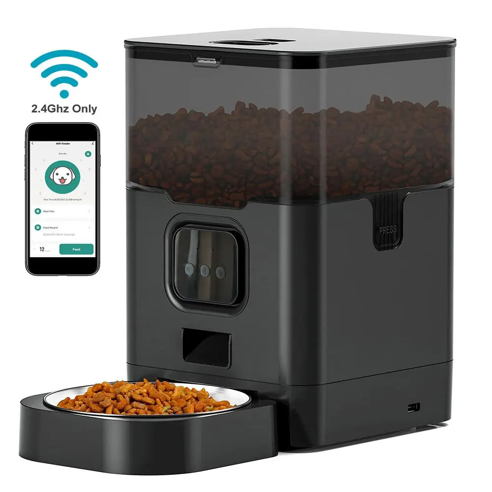 Alimentador automático para animais de estimação Tuya, grande capacidade, aplicativo, alimentador inteligente para gatos, dispensador de comida lenta para cães com WIFI, temporizador de voz, fornecimento de alimentação para animais de estimação