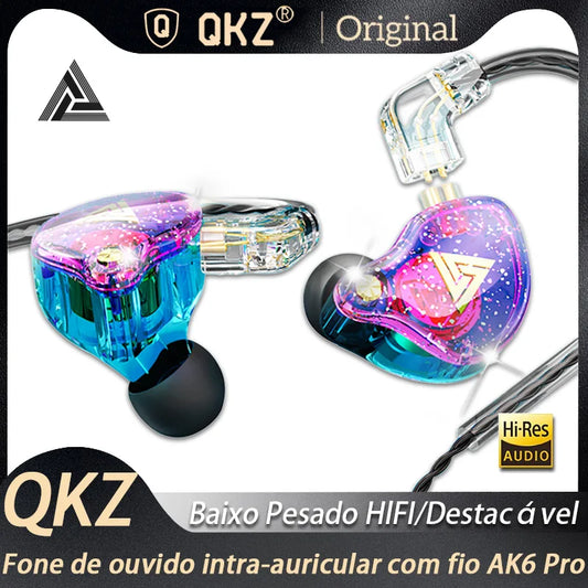 QKZ Original AK6 Pro EDX Pro In Ear Monitor Sport Noise Cancelling Headset 1DD Fones de ouvido com fio dinâmicos HIFI Bass Earbuds ZST X