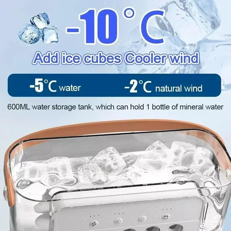 Ar condicionado portátil 3 em 1, umidificador, ventilador, com luzes em LED.