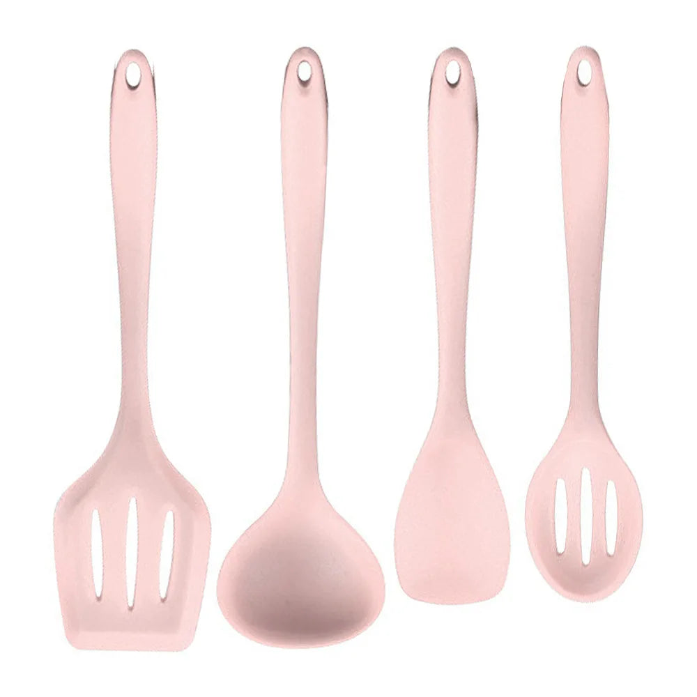 Conjunto de utensílios de cozinha de silicone resistente ao calor verde, colher de sopa, pincel, concha, espátula para macarrão, escorredor, utensílios de cozinha antiaderentes