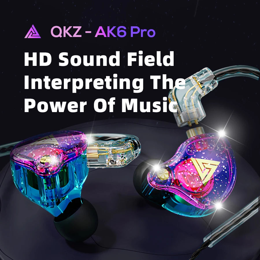 QKZ Original AK6 Pro EDX Pro In Ear Monitor Sport Noise Cancelling Headset 1DD Fones de ouvido com fio dinâmicos HIFI Bass Earbuds ZST X