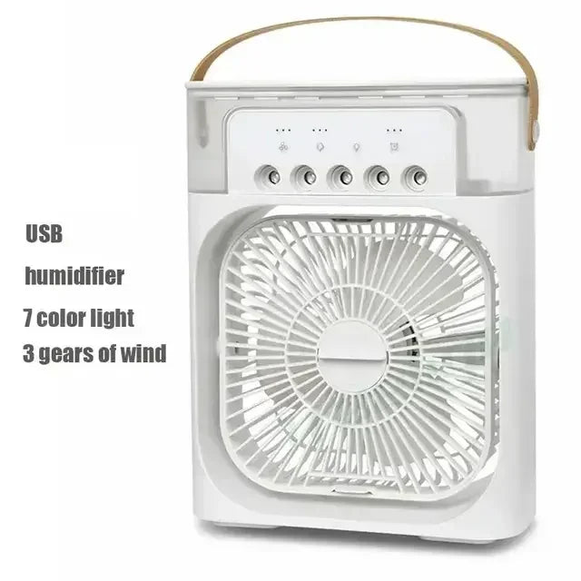 Ar condicionado portátil 3 em 1, umidificador, ventilador, com luzes em LED.