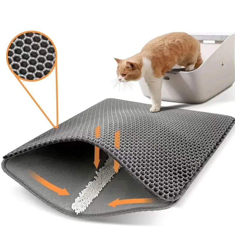 Tapete de areia para gatos de estimação, à prova d'água, camada dupla, armadilha para areia para gatos, tapete para caixa de areia para animais de estimação, almofada limpa, produtos para gatos, acessórios